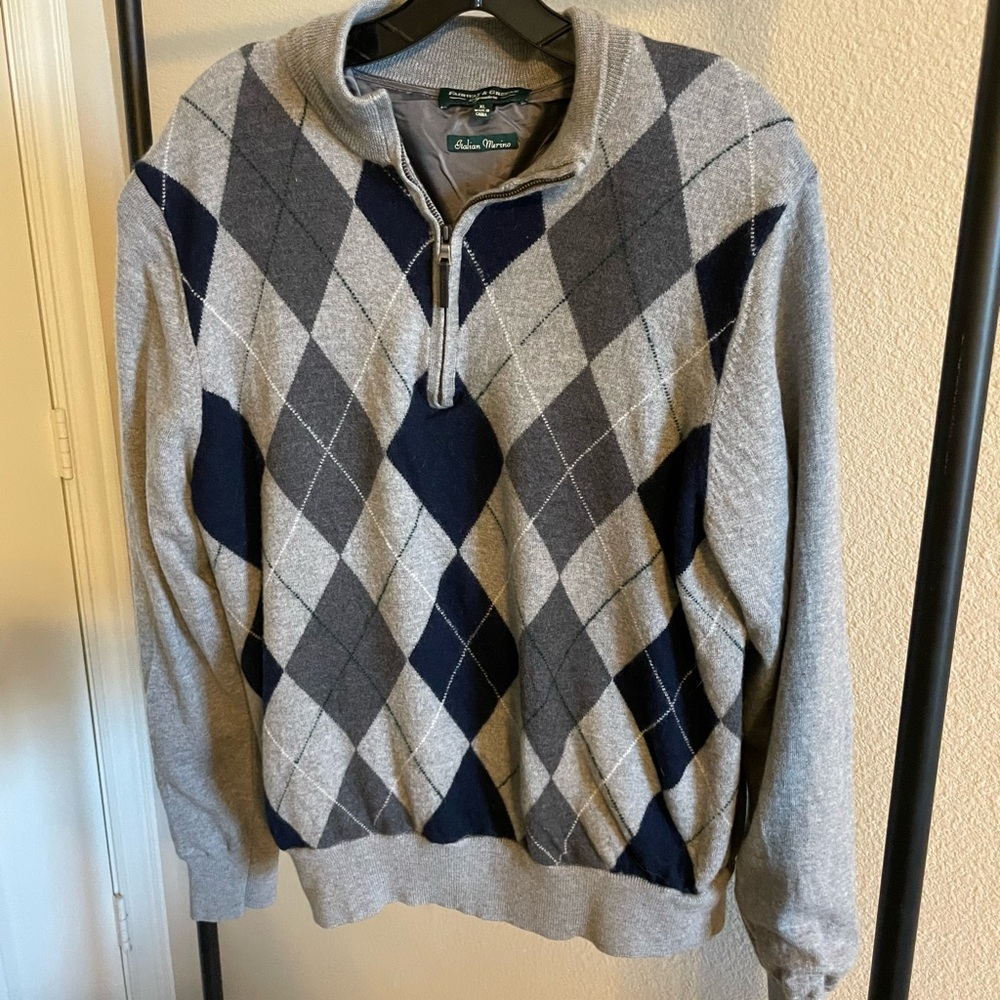 Fairway & Greene Gray Argyle Men's Sweater